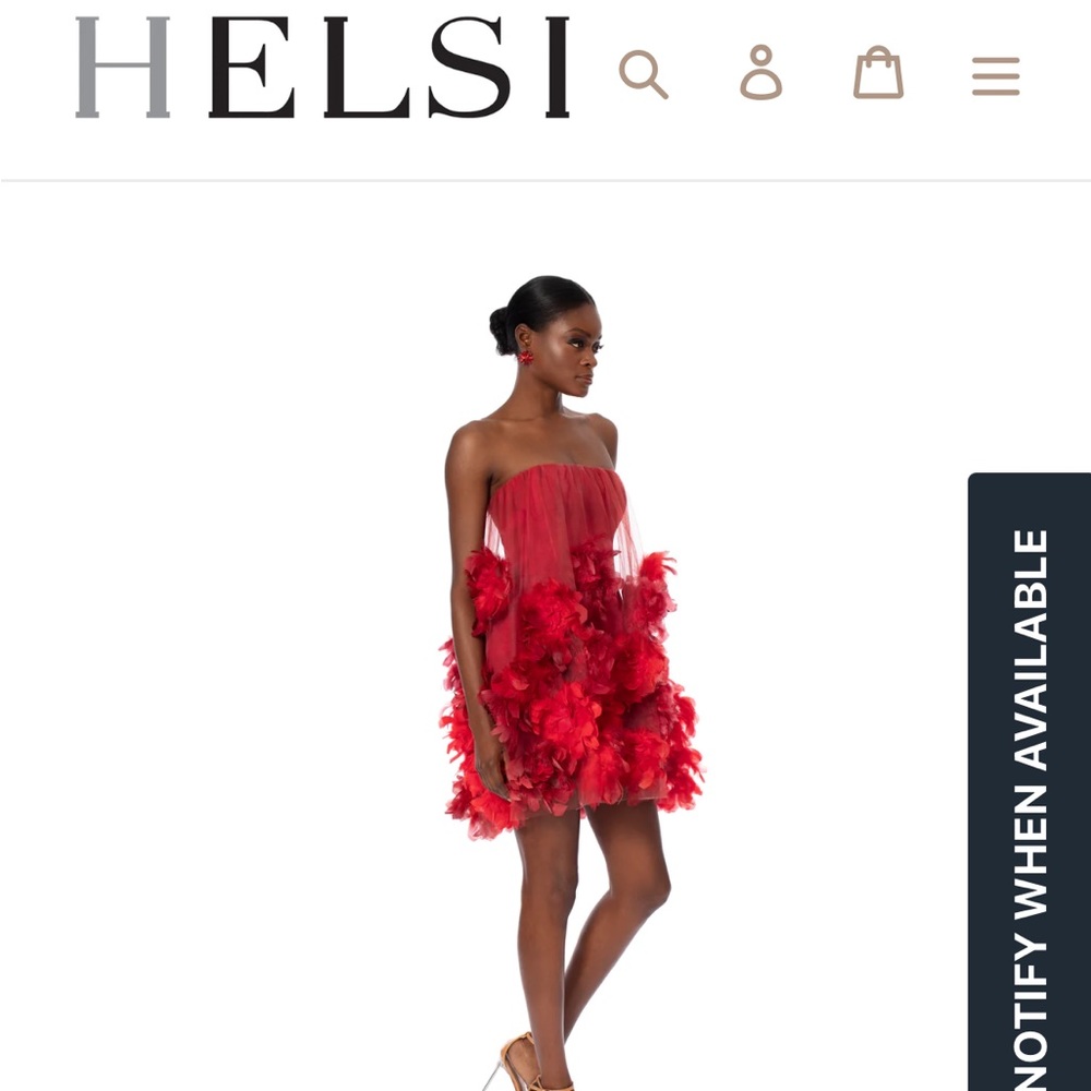 HELSI Red feather strapless dress xsmall